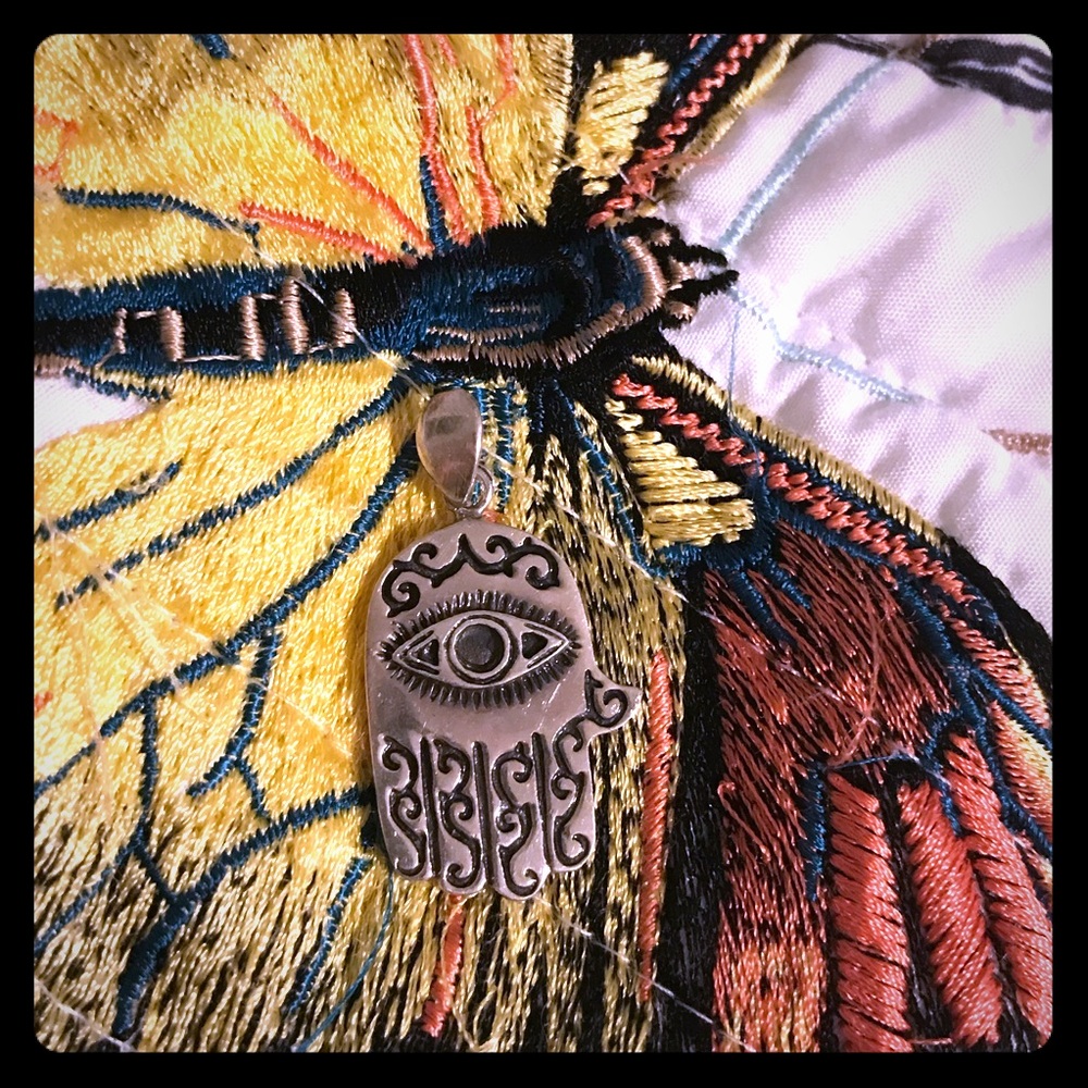 Gorgeous, handcrafted, sterling Hamsa pendant
